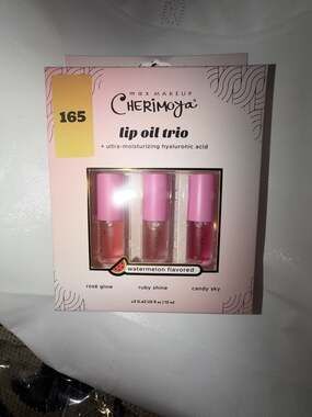 Max Makeup Cherimoya Lip Oil Trio - Watermelon Flavored (Rosé Glow, Ruby Shine,